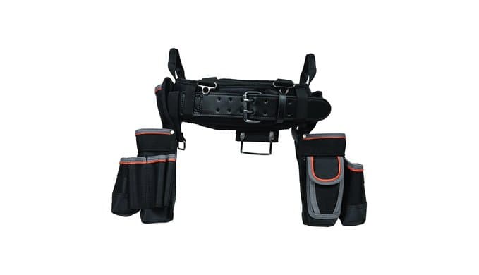 Klein Tools 55427 Tradesman Pro Electrician's Padded Tool Belt and Tool Pouch Combo for Long-wear Comfort and Durability Size Medium