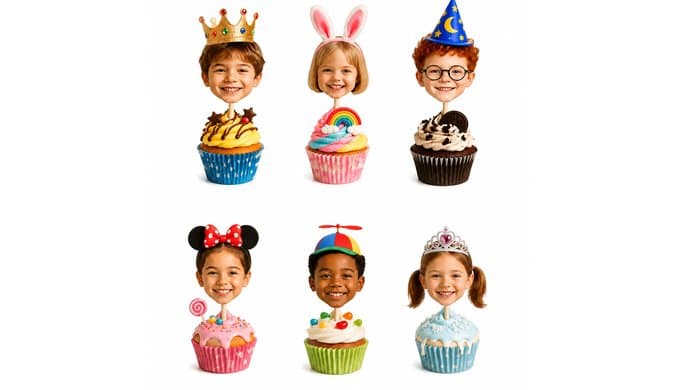 8pcs Custom Face Cupcake Toppers, Personalized Photo Cake Picks, Customized Party Decor for Birthdays, Weddings, Graduations, Bachelorette, Retirement & Holiday Celebrations