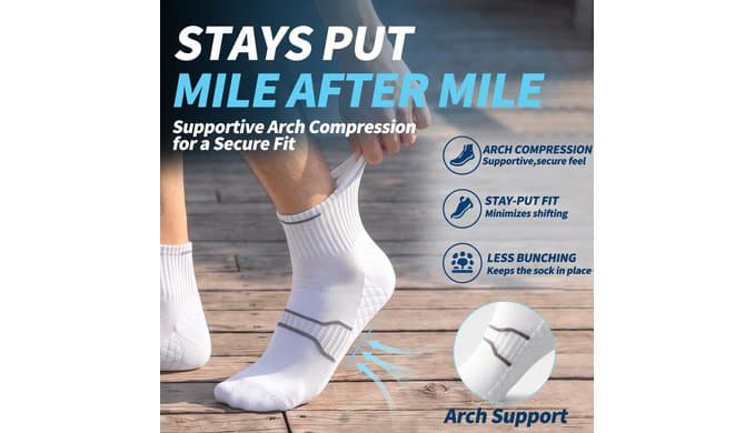 Cushioned Running Socks Mens & Womens,Anti-Blister Athletic Socks,5 Pairs thumbnail 5