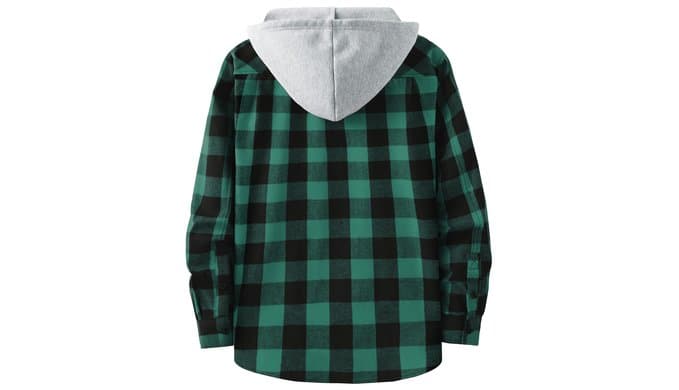 ZITY 3 Pack Men's Flannel Hoodie Shirts Long Sleeve Button Down Plaid Shirt thumbnail 2