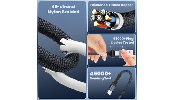 3 in 2 Multi Charging Cable for iPhone iWatch Charger, USB A/C Charger Cord thumbnail 5
