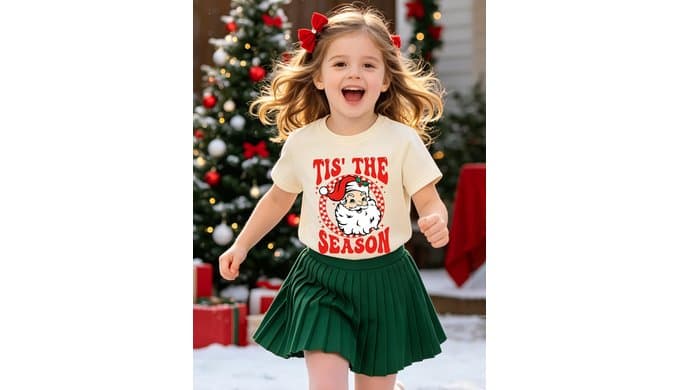 Kids Christmas T-Shirt Merry Bright Santa Snowman Holiday Tee Girls Boys thumbnail 5
