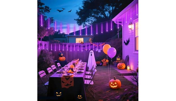 JMEXSUS Solar Halloween Lights Outdoor Purple Solar Lights thumbnail 3