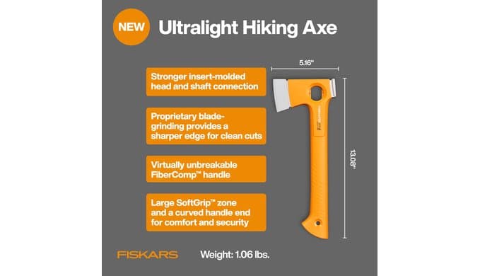Fiskars X13 Ultralight Hiking Axe 13", Camping Hatchet, Forged Steel Blade thumbnail 2