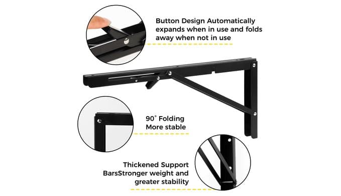 16 Inch Folding Shelf Brackets, 2 Pack Shelf Bracket Wall Mounted thumbnail 5