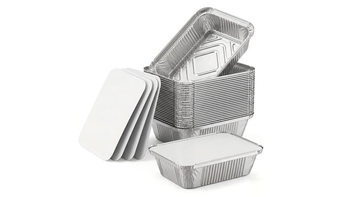 50 Pack Aluminum Pans with Cardboard Lids, 8.3"x6.2", 2.25 LB