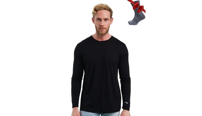 100% Merino Wool Base Layer Mens - Long Sleeve Thermal Shirts with Socks thumbnail 1