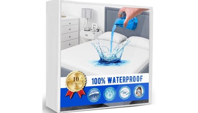 Twin Mattress Protector Waterproof Deep Pocket Fitted Mattress Cover thumbnail 1