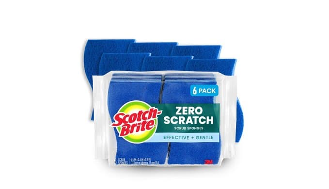 Scotch-Brite Zero Scratch Scrub Sponge, 6 Pack