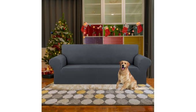 Stretch Couch Covers for Sofa, 3 Cushion Couch Slipcover,Charcoal thumbnail 2