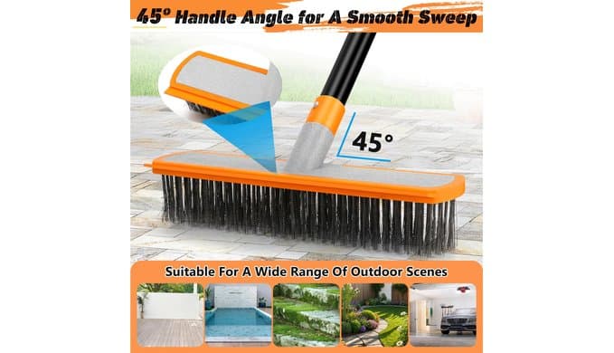 BUVE Stainless Steel Wire Broom Floor Deck Scrub Brush with Long Handle 60" thumbnail 5