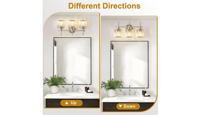 3 Light Crystal Bathroom Light Fixtures, Brushed Nickel Vanity Mirror Lights, Crystal Bath Vintage Wall Mounted Lamps Wall Light Fixtures for Bathroom, Living Room thumbnail 4