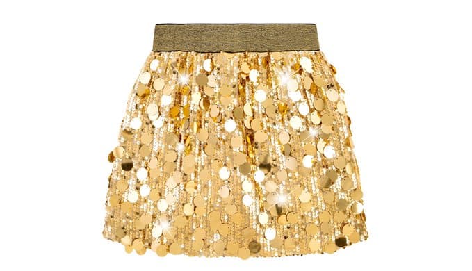 DAXIANG Girls Sparkly Sequin A Line Skirt Kids Elastics Waist Shiny Skirt with Built in Shorts for Party Birthday 5-12 Years