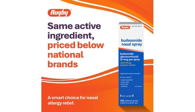 Rugby Budesonide Nasal Spray, Glucocorticoid 32 mcg, 0.285 Fl oz (8.43 mL) thumbnail 2