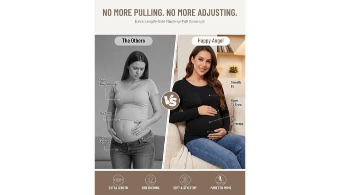 Happy Angel Maternity Shirts for Women,Long Sleeve Crew Neck Pregnancy Top thumbnail 5