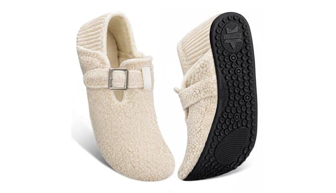 Slippers for Women Men – Adjustable Wide Diabetic House Slippers Comfy Fuzzy Teddy Fleece Slipper Socks Slip on House Shoes Non-Slip Indoor Outdoor for Home Travel Yoga Hospital thumbnail 1