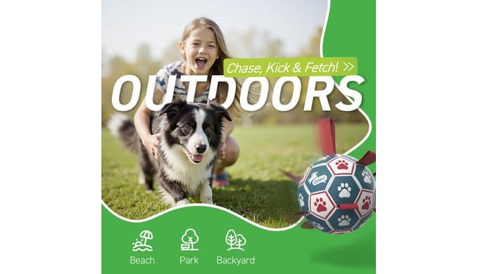 QDAN Dog Balls, 6 Inch Dog Soccer Ball with Straps, Herding Balls for Dogs thumbnail 5