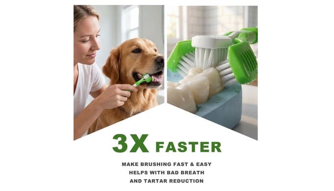 9-Pack Dog Toothbrush Kit, Triple Head & Double Head Dog Toothbrush, 360 Finger SiliconeToothbrush, Multi-Angle Dental Cleaning Brushes for Cat Oral Health thumbnail 3