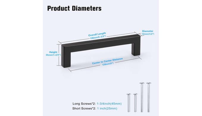 KNOBWELL Black Cabinet Handles 5 inch 30 Pack Cabinet Pulls Drawer Handles thumbnail 2