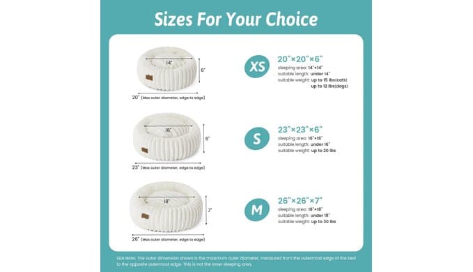 COZY KISS Donut Small Cat Bed for Indoor Cat, Kitten Bed Calming 20in Cream thumbnail 2