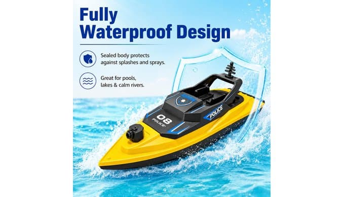 Remote Control Boat with Water Spray, 2.4GHz Waterproof RC Boat Toy thumbnail 5
