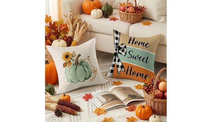 Fall Pumpkin Throw Pillow Covers 18x18 inch Set of 4 thumbnail 3