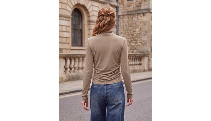 Women's Mock Neck Tops Casual Knit Slim Fit Shirt Fall Layer Outfit thumbnail 4