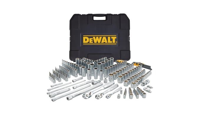 DEWALT 192 Pcs. Mechanics Tool Set, 1/2, 1/4, 3/8 Socket Set, SAE and Metric Socket Wrench Set, Hard Shell Tool Box (DWMT75049)