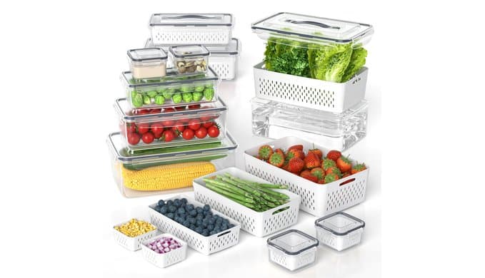 10Pack Fruit Storage Containers for Fridge with Colander and Lids thumbnail 1