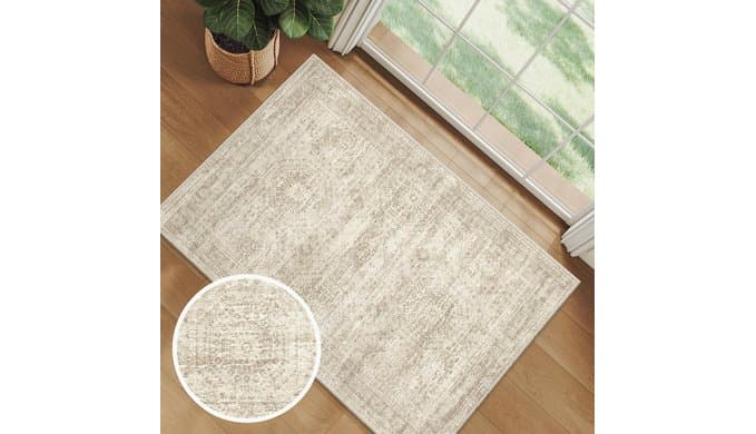 Soalmost 2x3 Washable Rugs for Kitchen, Entryway, Small Area Rug Beige thumbnail 2