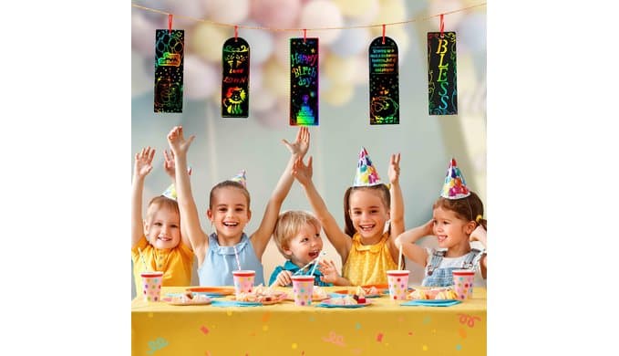 ZMLM Rainbow Scratch Paper Art Bookmarks for Kids Party Favors 36 Pack thumbnail 3