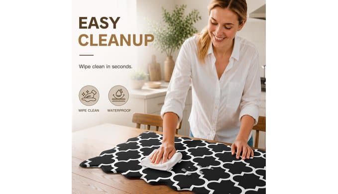 Scalloped Kitchen Mats for Floor 2PCS, Black Anti Fatigue Rugs thumbnail 5