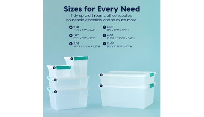 IRIS USA Storage Bins with Lids |Made in USA| 6 Qt - (4-Pack) - Clear thumbnail 4
