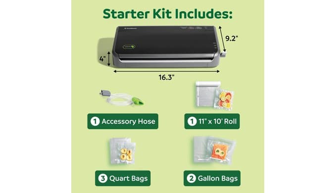 FoodSaver Vacuum Sealer Machine, Automatic Bag Detection, Sous Vide Friendly, with sealer bags, roll, handheld vacuum sealer, black thumbnail 2
