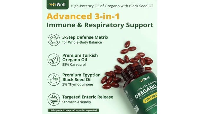 Oil of Oregano with Black Seed Oil, 55% Carvacrol, 120 Softgels thumbnail 2