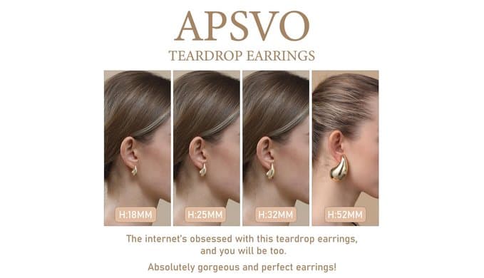 Chunky 14K Gold Plated Hoop Earrings for Women, Lightweight Waterdrop Hollow Open Hoops, Hypoallergenic Dupes Earrings thumbnail 3