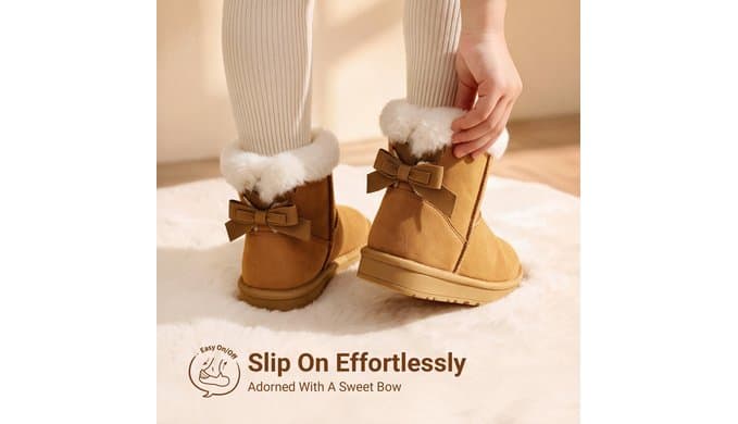 DREAM PAIRS Toddler Girls Winter Ankle Bow Boots thumbnail 2