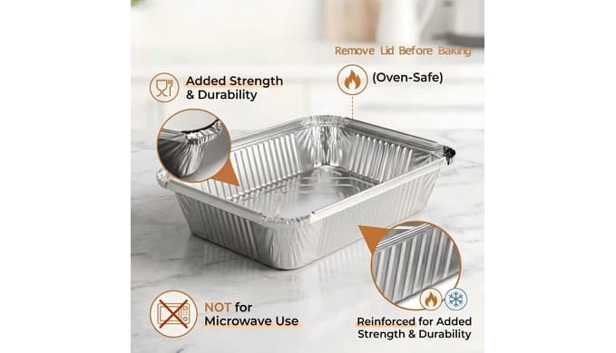 50 Pack Aluminum Pans with Cardboard Lids, 8.3"x6.2", 2.25 LB thumbnail 5