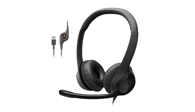 Logitech H390 Wired Headset PC/Laptop Stereo Headphones, USB-A, Black thumbnail 1