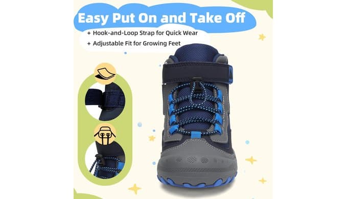 Mishansha Kids Hiking Boots for Boys Girls Water-Resistant Non-Slip thumbnail 5