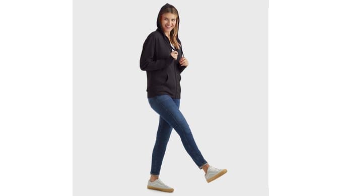Hanes Women's Lightweight Full Zip Hoodie, Textured Cotton Zip Up, T-Shirt Hoodie thumbnail 5