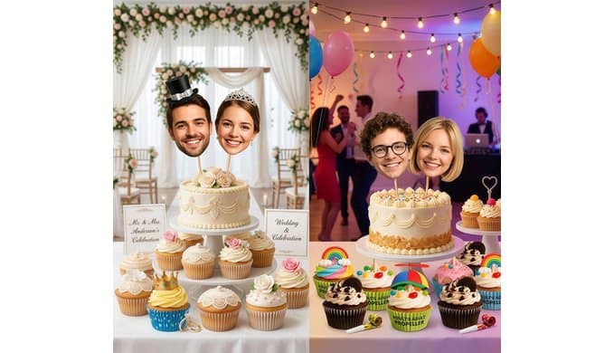 8pcs Custom Face Cupcake Toppers, Personalized Photo Cake Picks, Customized Party Decor for Birthdays, Weddings, Graduations, Bachelorette, Retirement & Holiday Celebrations thumbnail 5
