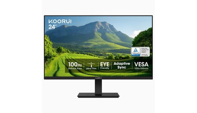 KOORUI 24-inch Computer Monitor FHD 100Hz VA HDMI/VGA, Audio Out thumbnail 1