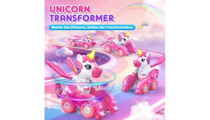 2-in-1 Unicorn RC Car to Walking Unicorn w/Lights, Gift for Girls thumbnail 4