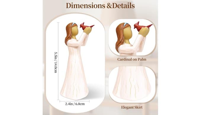 Sympathy Gifts for Loss of Loved One: 5.5" Cardinal Gifts for Women - Sympathy Gift for Loss of Mother Baby - Hand-Painted Bereavement Memorial Gifts for Lover and Friend thumbnail 3