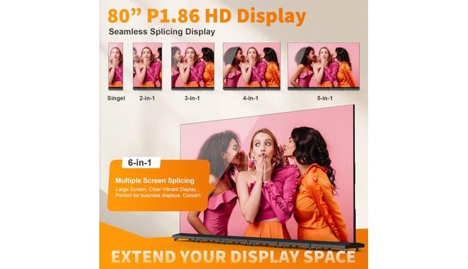 80" Seamless Splicing LED Display, Foldable Poster Screen with P1.86 Digital Signage Display LED Totem with USB/HDMI/WiFi/Remote thumbnail 2