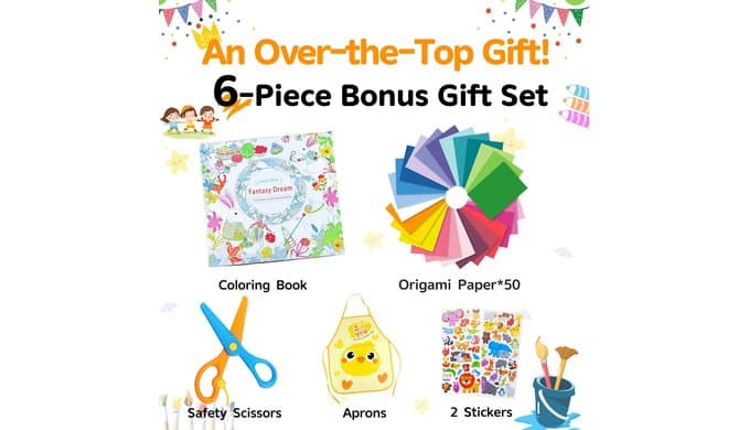Art Supplies,297 Pack Art Set Drawing Kit for Girls Boys Artist, Deluxe Gift Art Box with Trifold Easel,Includes Oil Pastels, Colored Pencils, Coloring Book, Scissors, Apron,Origami Paper 40 Sheets thumbnail 5