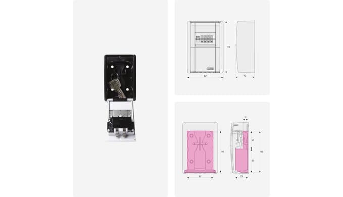 ABUS KeyGarage 787 Wall-Mount Key Lock Box, 4-Digit Combination Key Safe, Holds Up to 20 Keys or 14 Cards, Metal Key Storage Box, Black/Silver thumbnail 3