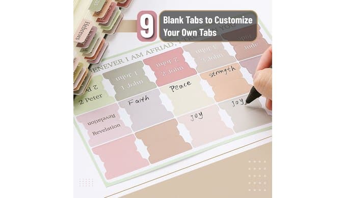 Mr. Pen- Bible Tabs, 75 Boho Theme Laminated Tabs for Women and Men thumbnail 3