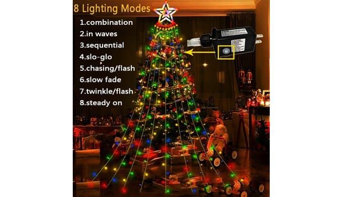 Outdoor Christmas Decorations 12.6 FT Waterfall Christmas Lights thumbnail 4